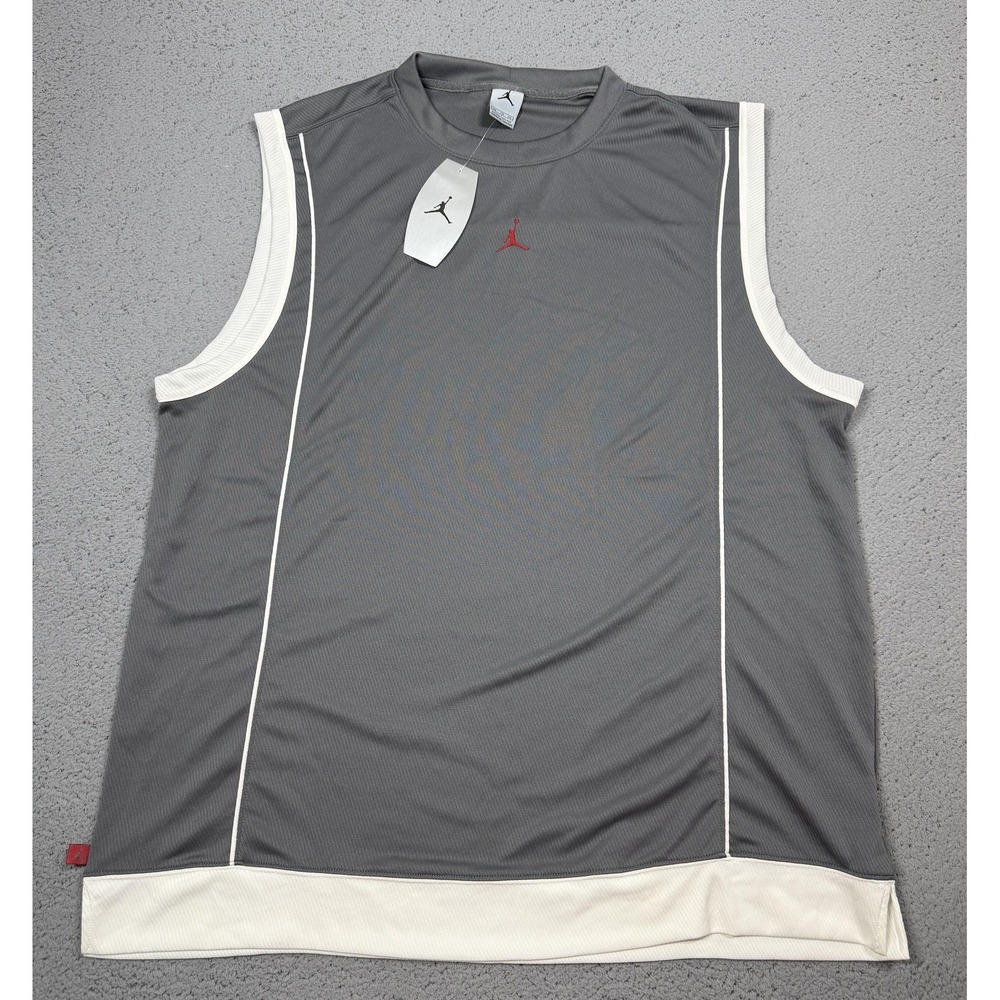 NWT Jordan Tank Top Mens 2XL Gray Mesh Sleeveless Basketball Jersey Athletic Gym